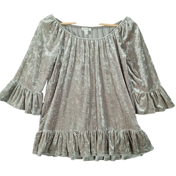 Beachllunchlounge, Crushed Velvet Peasant Top, X-S, Bell Sleeve, Ruffled, Boho - Picture 3 of 11